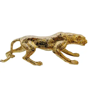 Oro y plata y estatuas de animales hotel Casa Tigre resina arte leopardo escultura