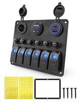Panneau de commande 6 interrupteurs en aluminium robuste 12 volts pour bateau marin, yacht, tableau de commande à bascule pré-câblé personnalisé avec disjoncteur
