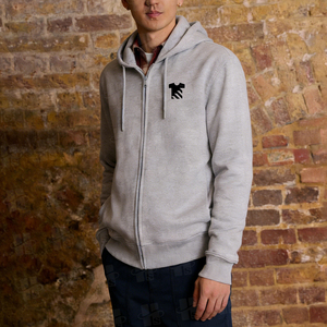 Sweat à capuche zippé brodé pour homme, style basique personnalisé, en mélange coton-polyester, anti-plis, polaire, coupe ample, pour la gym et l'entraînement - Product Image 4