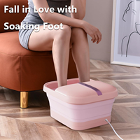 Bain de pieds massant pliable avec contrôle manuel, chaleur, bulles, six rouleaux de massage, vibrations, lumière rouge, pour le soin des pieds