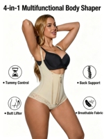 Fajas Colombianas Body sculptant pour femme, effet ventre plat et rehausseur de fesses, avec fermeture éclair et crochets, prêt à être expédié