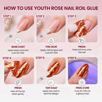 YOUTH ROSE 15ml Gel UV pour ongles sans HEMA ni TPO, Gel de transfert foil, Gel adhésif puissant pour salon de beauté
