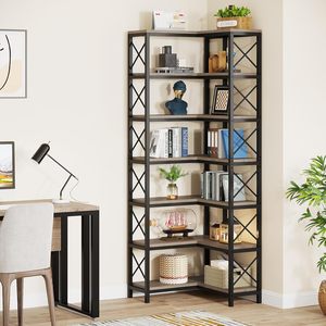 Étagère d'angle à sept niveaux, grande étagère moderne pour le rangement et la présentation d'objets, idéale pour le salon ou le bureau à domicile - Product Image 5