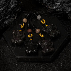 Llavero con <span class=keywords><strong>Colgante</strong></span> de Gato de Obsidiana Negra Natural, Cristal Curativo, Gema, <span class=keywords><strong>Lingote</strong></span> de <span class=keywords><strong>Oro</strong></span>, <span class=keywords><strong>Colgante</strong></span> para Teléfono Móvil, Gato de la Suerte - Product Image 6