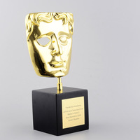 Trophée créatif en métal en forme de visage, récompense de l'Académie britannique du cinéma, souvenir en alliage, emballage carton, usine source Shenzhen