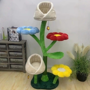 Torre <span class=keywords><strong>Tiragraffi</strong></span> Gigante di Lusso Natalizia Personalizzata Albero per Gatti Originale a Casetta a Forma di Albero a Fiori Multicolore Struttura da Arrampicata per Gatti di Grossa Taglia - Product Image 1