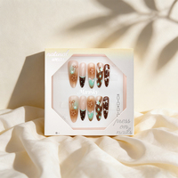 Manisky 10 pièces Faux ongles à presser faits main, modèles mixtes 3D Amande Stiletto, en Gel ABS, réutilisables, couvrance totale, personnalisables avec logo, vente en gros