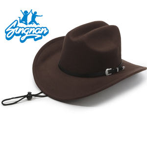 חדש יוקרה חם הסיטונאי לוגו מותאם אישית woolen הרגשתי כובע קאובוי המערבי לגברים מבוגרים מסיבה לקשט - Product Image 4