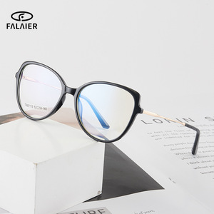 กรอบแว่นตา FalaiEr TR90 รุ่น C1 สีดำ ป้องกันแสงสีฟ้า แว่นสายตาอ่านหนังสือสำหรับทุกเพศ ทรงกลม กรอบโลหะ - Product Image 2