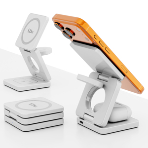 Estación de Carga Inalámbrica Magnética de 25W, Soporte Plegable de Escritorio 3 en 1, Cargador Rápido para Teléfono, Reloj y Auriculares - Product Image 3