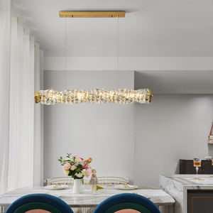 Éclairage Moderne Long Rectangle Suspendu Lumières Salle À Manger Lustres En Cristaux Led - Product Image 4