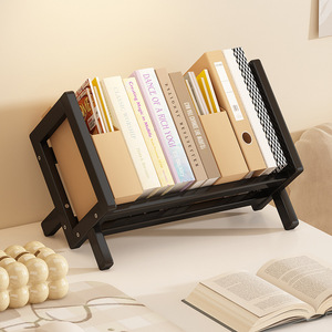 Desktop Bookshelf Bamboo Simple <b>Storage</b> Rack For Office Desk Organizing Books And <b>Files</b> Rectangle Standing Type - Product Image 1