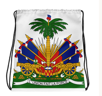 Sac à dos portable en polyester à cordon de serrage, motif national haïtien, idéal pour les sports de plein air, personnalisable – Meilleures ventes