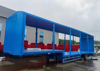 Nouvelle semi-remorque porte-conteneurs à rideaux latéraux fermés en acier, 3 essieux, 53 pieds, capacité de charge de 60 tonnes, pneus 12R22.5, échelle hydraulique, air comprimé