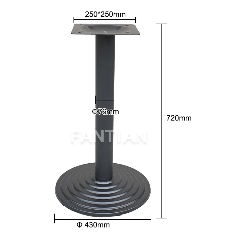 Durable round steps iron bottom plate table base for dining table