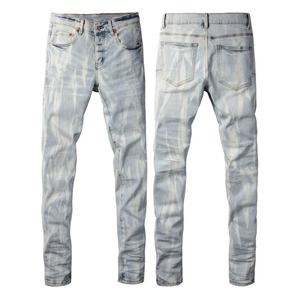 Jeans pour hommes de marque de créateur de haute qualité, <span class=keywords><strong>taille</strong></span> en gros, coupe droite, délavés et usés - Product Image 1