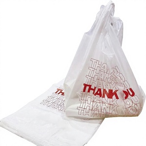 Bolsas de Plástico Blancas Personalizadas con Logotipo para Supermercado, Bolsas de Compras Tipo Camiseta con Asa, Bolsas de Plástico Reutilizables y Desechables para Comestibles - Product Image 1
