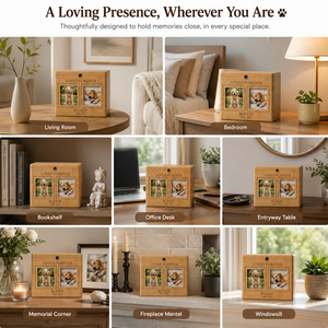 Urna de Cremación para Mascotas de Madera Grabada Personalizada con Marco de Fotos Junto a Junta, Caja de Recuerdo para Cenizas de Perros y Gatos - Product Image 3