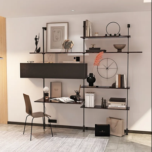 Étagère minimaliste créative italienne, présentoir mural multicouche en bois massif, étagère en fer forgé, présentoir intégré de bureau - Product Image 2