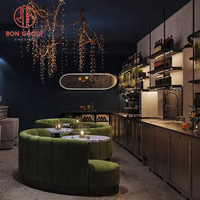 Table de restaurant et canapé de luxe en cuir et marbre, demi-cercle incurvé, moderne, durable, pour hôtel, café et restaurant chinois