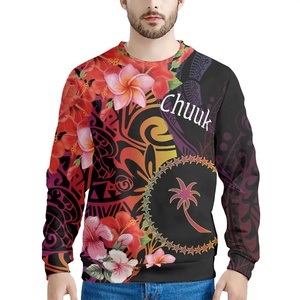 Impression à la demande en gros tatouages tribaux polynésiens drapeau Chuuk haut décontracté pour hommes pas cher qualité garçon sweat sans chapeau Style - Product Image 4