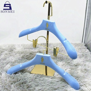 Blue nonslip garment pants skirt hanger coat velvet hangers clips