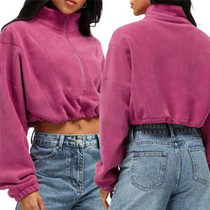 Veste polaire autrichienne coupe-vent à manches longues pour <span class=keywords><strong>femme</strong></span>, col montant zippé, courte, décontractée, chaude, pour le sport, collection automne - Product Image 5