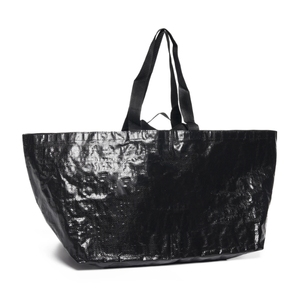 Sac de courses réutilisable personnalisé de <span class=keywords><strong>grande</strong></span> taille, sac de déménagement, sac de courses, sac pliable, sac fourre-tout portable, sac en PP tissé noir résistant - Product Image 4