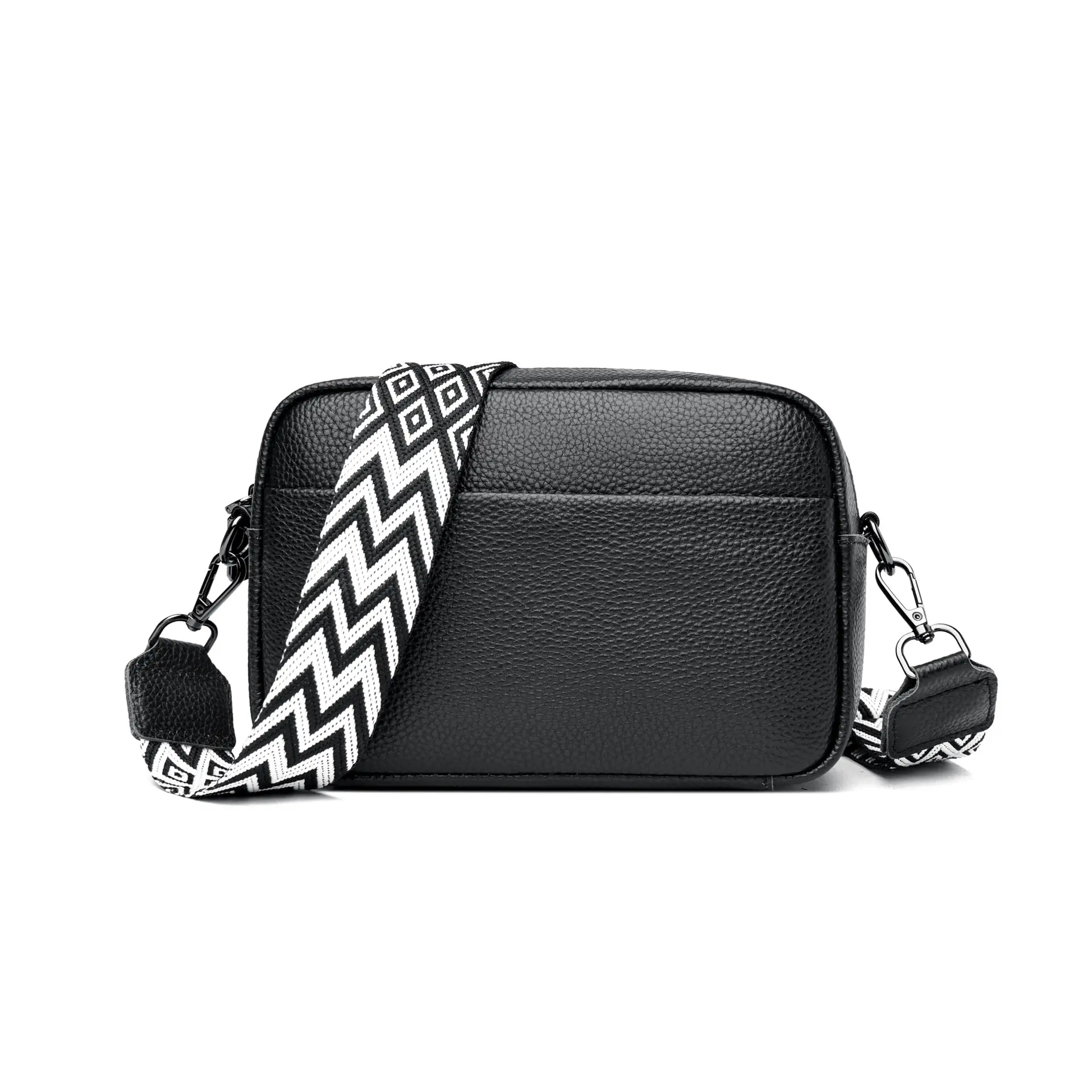 OEM personalizado señoras de la moda Bolsa De Teléfono negro de cuero genuino de las mujeres cuadrado de hombro Crossbody Messenger Bags