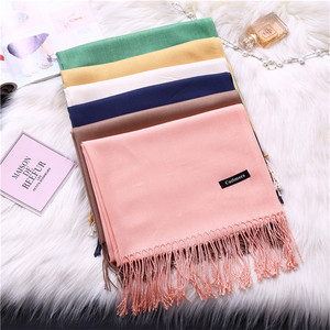 Logo personalizzato 200*70cm scialli invernali Pashmina poliestere <span class=keywords><strong>Cashmere</strong></span> <span class=keywords><strong>sciarpa</strong></span> con nappa - Product Image 2
