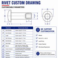 Rivets semi-tubulaires à tête cylindrique TianFang M3-M10 ISO en aluminium pour garnitures de frein, Grade 6, finition brillante, personnalisables, adhérence 80-95, OEM
