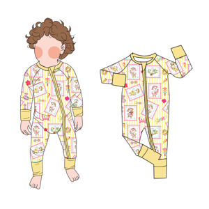 Babylovey Exclusief Patroonontwerp Print Baby 2-weg Rits Romper Babykleding Slaapkleertjes Bamboe Pyjama's Karakter Groothandel - Product Image 1