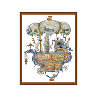 Kits de broderie au point de croix NKF motif dirigeable, sur toile Aida pré-imprimée ou à compter, ensemble de broderie manuelle DIY, artisanat artistique, toile pour point de croix, direct usine