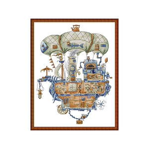 Kits de broderie au point de croix NKF motif dirigeable, sur <span class=keywords><strong>toile</strong></span> <span class=keywords><strong>Aida</strong></span> pré-imprimée ou à compter, ensemble de broderie manuelle DIY, artisanat artistique, <span class=keywords><strong>toile</strong></span> pour point de croix, direct usine - Product Image 1