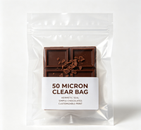 Sac en plastique transparent personnalisable de 50 microns avec fermeture hermétique pour chocolats simples, sachet d'emballage de bonne qualité