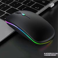 Souris de jeu ergonomique rétroéclairée par LED rechargeable RVB souris sans fil Bluetooth compatible avec l'ordinateur portable et l'ordinateur