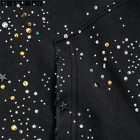 Sweat à capuche zippé OEM ODM Starry Night pour homme, noir, imprimé étoiles colorées en strass, style Y2K, streetwear, vente en gros
