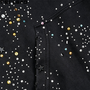 Oem Odm Starry Night Zip Hoodie Men Black Colorful Rhinestone <b>Star</b> Print Y2K Streetwear Wholesale - Product Image 5