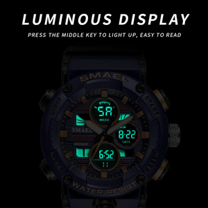 Montre numérique noire de marque pour hommes hommes, montre-bracelet d'étudiant sportif étanche en plein air chronographe horloge à main <span class=keywords><strong>G</strong></span> montre choc - Product Image 2