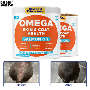 Premium minyak Salmon Liar murni untuk anjing kucing kaya Omega hewan peliharaan alami suplemen Liquid - Skin Coat Care dukungan bersama - Product Image 1