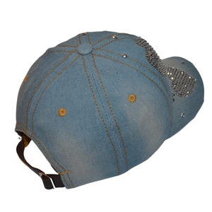 Fun Rhinestone Bejeweled Distressed Denim <b>Baseball</b> <b>Cap</b> Sporty Custom 5 Panel Fabric Bling <b>Cap</b> for Women Girls Great Gift Idea - Product Image 5