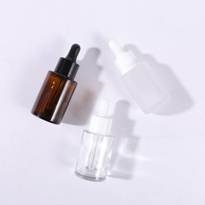 Wholesale LK01 1oz 30ml Flat Shoulder Amber Cylinder Glass <b>Dropper</b> <b>Bottles</b> with Screen Printed for Serum & Essential Oil - Product Image 2