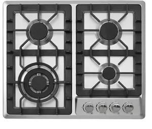Promotionnel OEM conception 600mm en acier inoxydable facile nettoyage en fonte cuisinière à gaz pièces cuisinière à gaz 4 brûleurs table de cuisson cuisinière à gaz