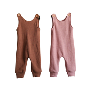 Custom <strong>Baby</strong> <strong>comfort</strong> 300g Waffle Fabric Plain Button Sleeveless Trousers Rompers - Product Image 1