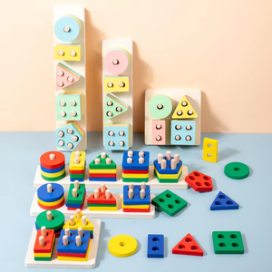 Jouets Montessori Qiaike, puzzles en bois d'apprentissage, jeux de tri et d'empilage de formes pour les tout-petits et les enfants d'âge préscolaire - Product Image 3