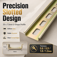 Rel Industri 35mm DIN Rail dengan Slot untuk Pemasangan Panel Otomasi Kabinet Listrik, Terminal Blok, Relay, Kontaktor