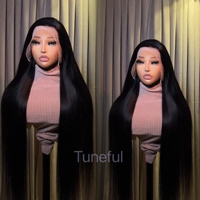 Perruques Cheveux Humains Mèches, Perruques Cheveux Humains Mèches avec Baby Hair, Perruque Frontale en Dentelle Sans Colle pour Femmes Noires