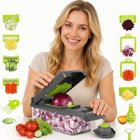 Hachoir manuel multifonctionnel pour légumes, râpe, trancheuse et coupe-dés avec lames en acier inoxydable, outil de cuisine écologique