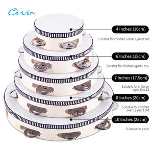 Tambor de Mano de Madera de Entrega Rápida, Mini <span class=keywords><strong>Pandereta</strong></span> de 4 Pulgadas para Bodas y <span class=keywords><strong>Navidad</strong></span> - Product Image 3