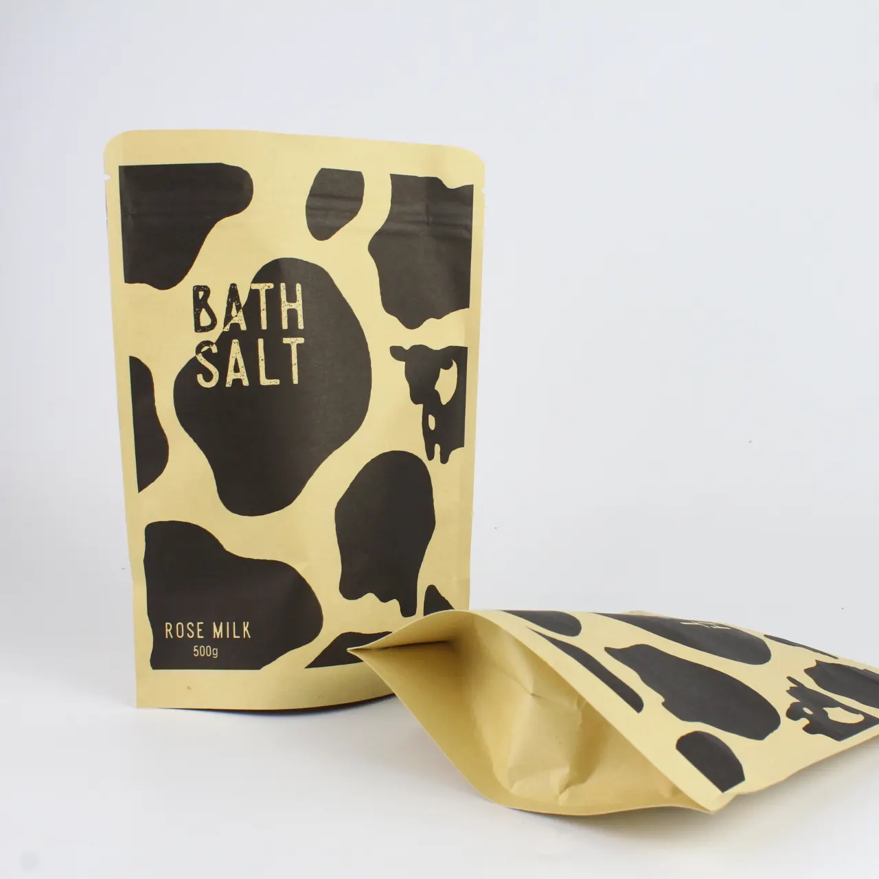 Индивидуальная печать экологически чистая защищенная от запаха алюминиевая фольга коричневая крафт-бумага подставка на молнии для ванны соль 500 г